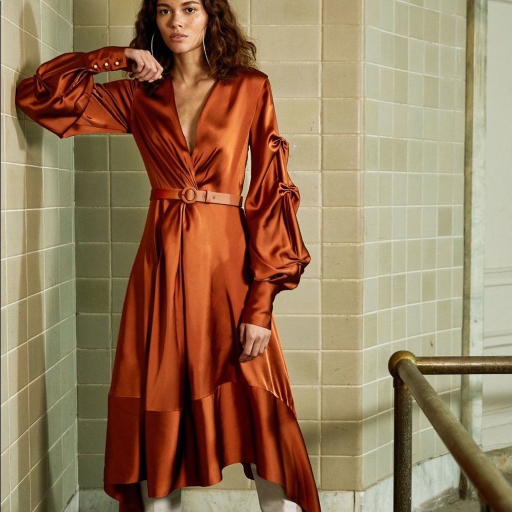 NWT Jonathan Simkai Satin Keyhole Midi Dress